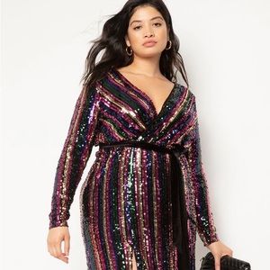 Eloquii multi color sequin long dress